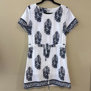 Charlotte Russe White and Blue Patterned Dress Women's Size Medium Boho,Summer